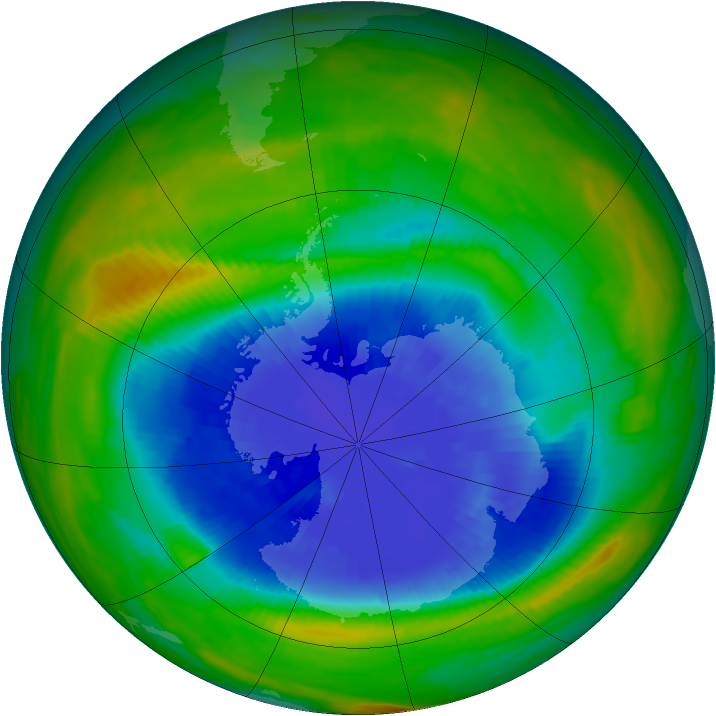 Antarctic ozone map for 23 September 1985